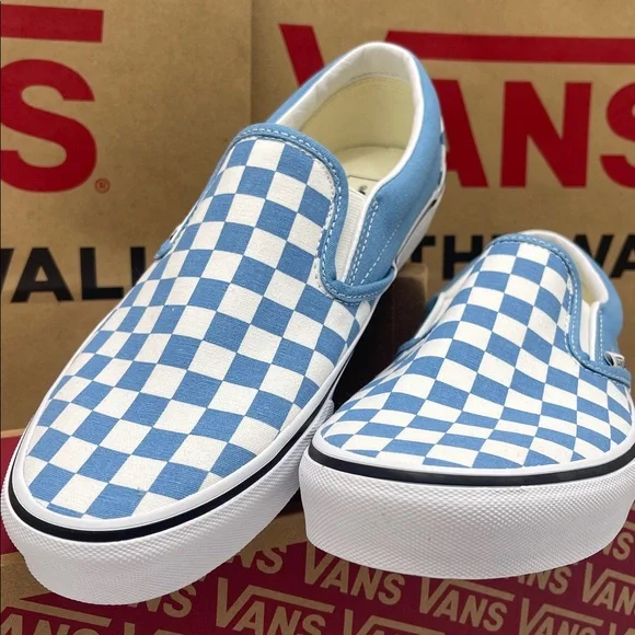 Vans •WMNS Classic Slip-On
Color Theory Checkerboard Heritage Blue 
VN000D6BE2W - Picture 7 of 16
